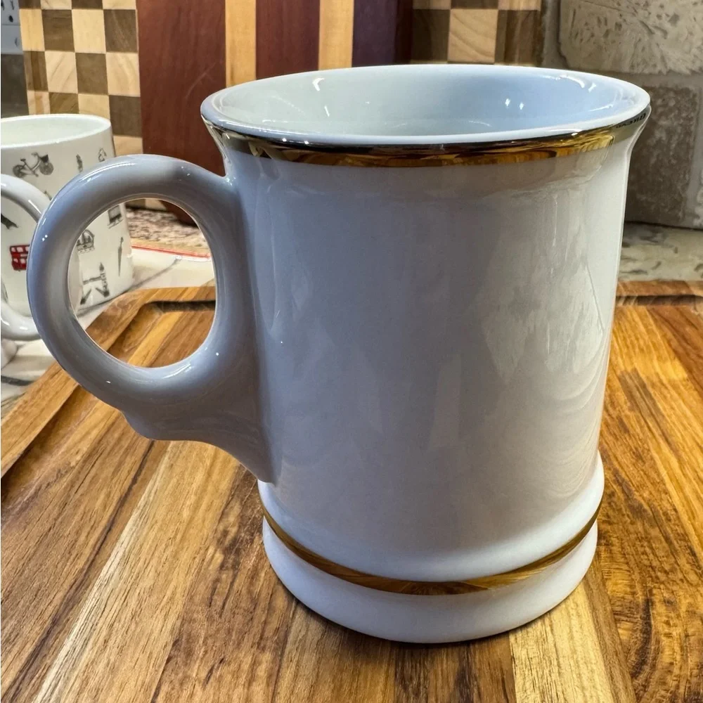 Williams Sonoma “K” Mug white with Gold Trim